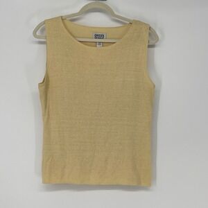 Chicos Design Linen Blend Yellow Knit Sleeveless Tank‎ Top Size L (2) Casual